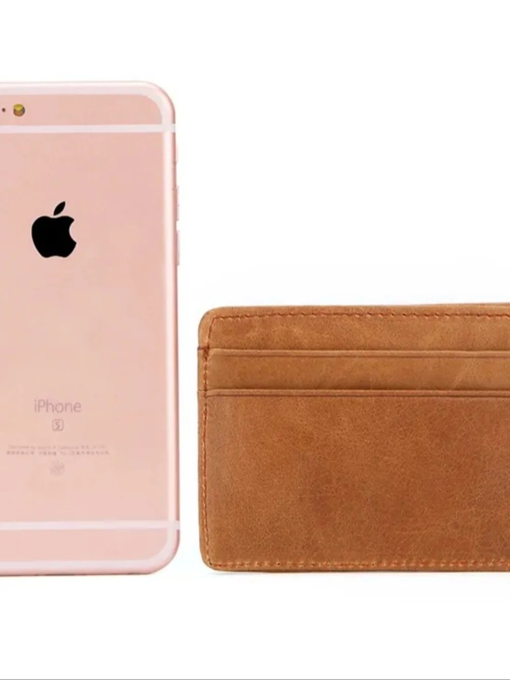 Men's Slim Genuine Leather Card Holder Wallet - Tan